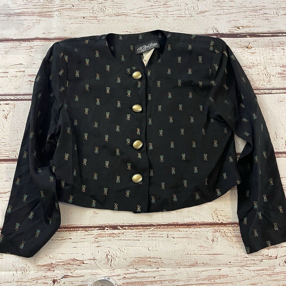 Vintage‎ All That Jazz Top Size 5-6 Short Sleeved Blouse Made In USA Rayon